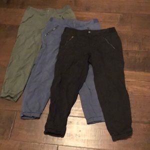 Three pairs women’s 14 athleta pants